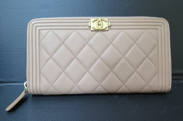◇◇【CHANEL】シャネル ボーイ シャネル キャビアスキン 長財布  