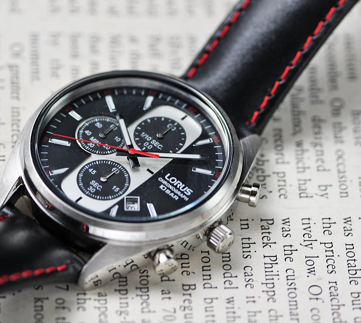 SEIKO LORUS Military Chronograph Watch Black Grey セイコー 
