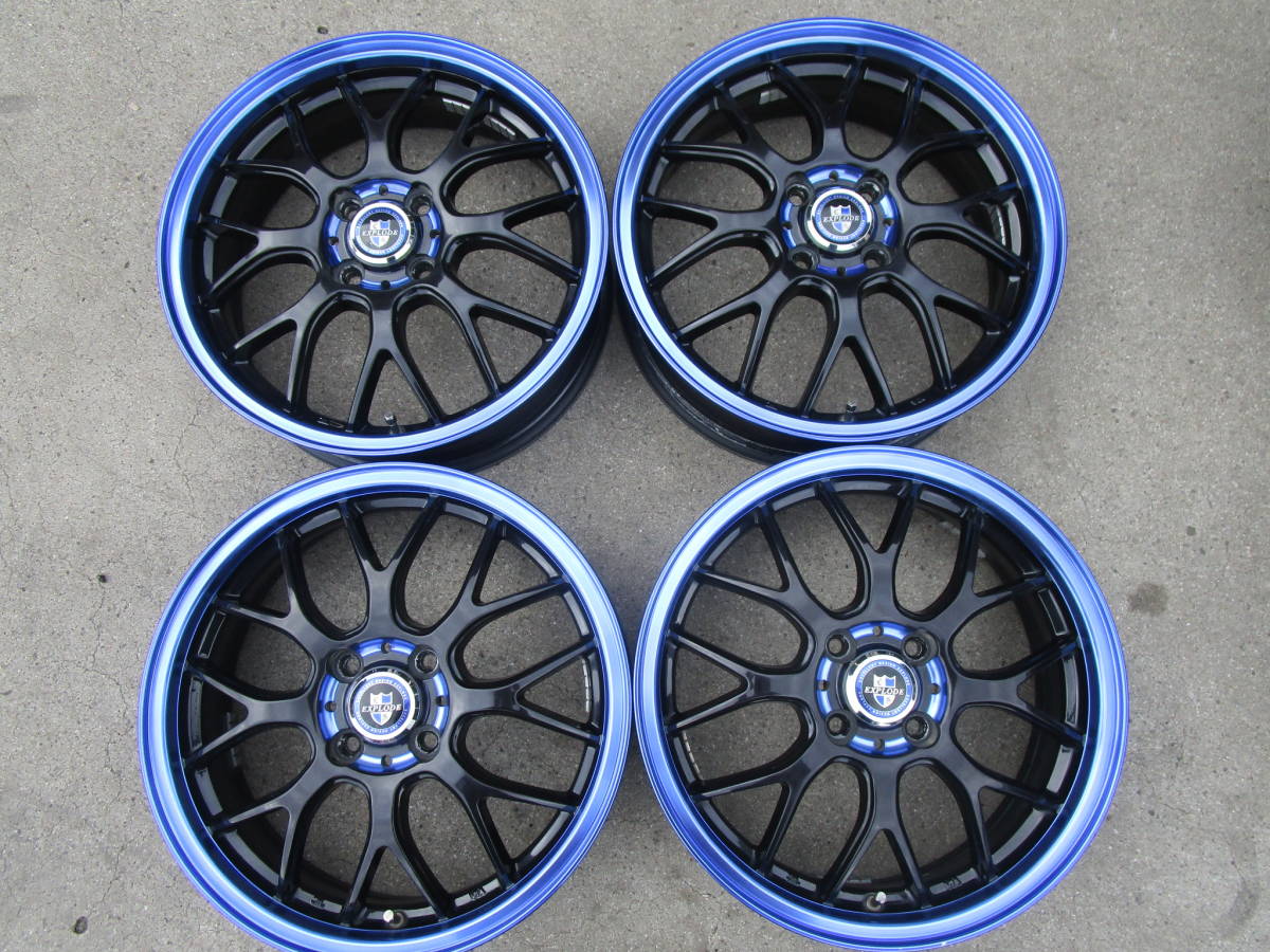 EXPLODE RBN☆16×5J+45 100-4H☆4本セット☆ブラックブルーリム 