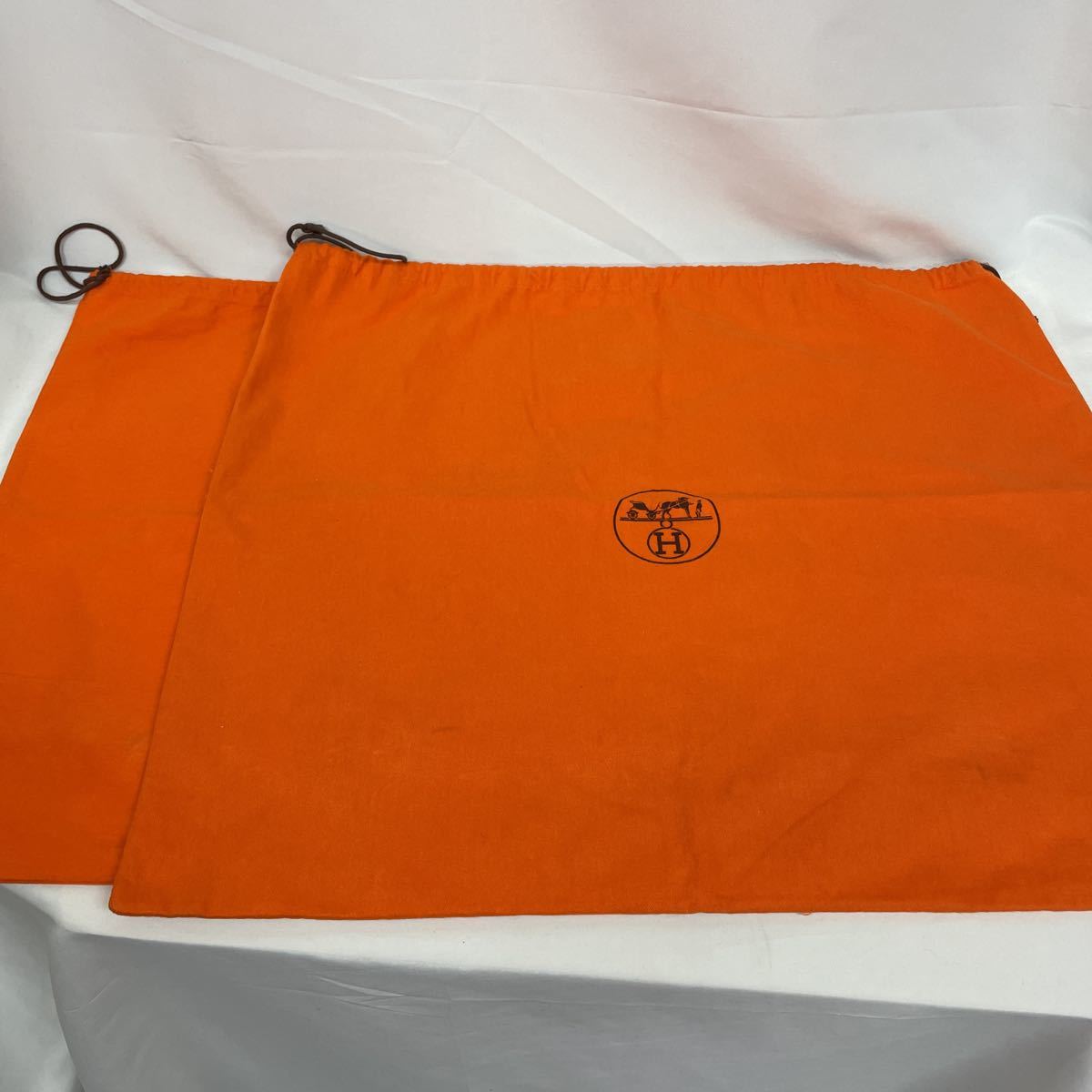 エルメス 保存袋 巾着 特大　60cm オレンジ 布袋　バッグ用　HERMES 2枚