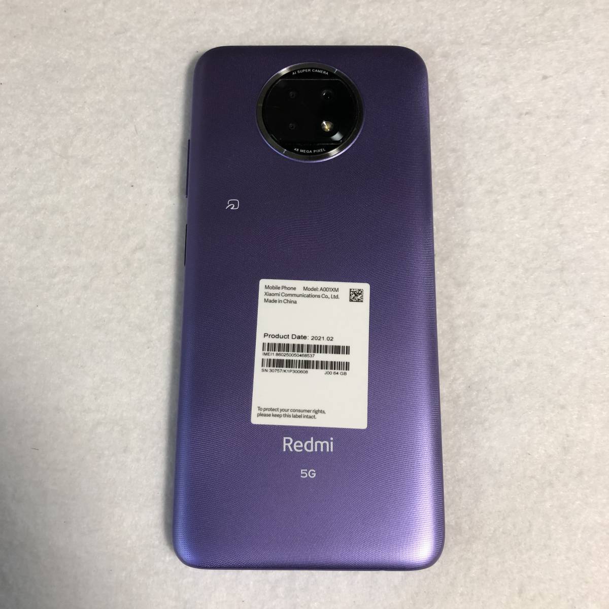 SIMフリー/まあまあ美品】Redmi note9T 64GB パープル☆判定〇