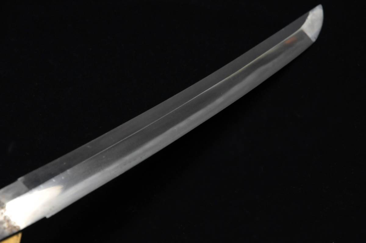 刀剣】 脇差 白鞘 無銘 長さ：35.5cm 反り：0.3cm 登録証（鹿児島34418