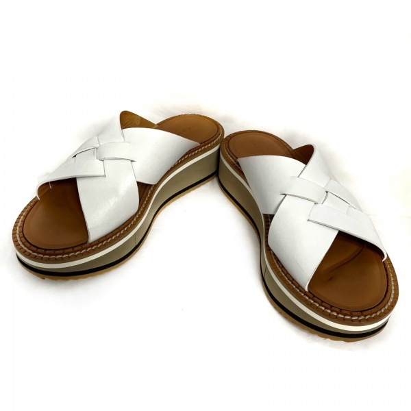 CLERGERIE クレジュリー サンダル EU37(23.5cm位) 凝り 白 【古着  