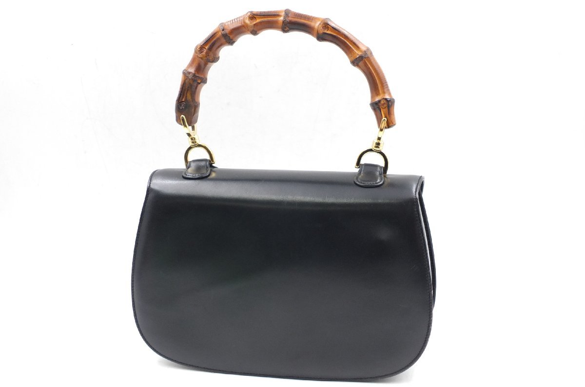 z17114】GUCCI グッチ オールドグッチ バンブー×レザー ハンドバッグ 
