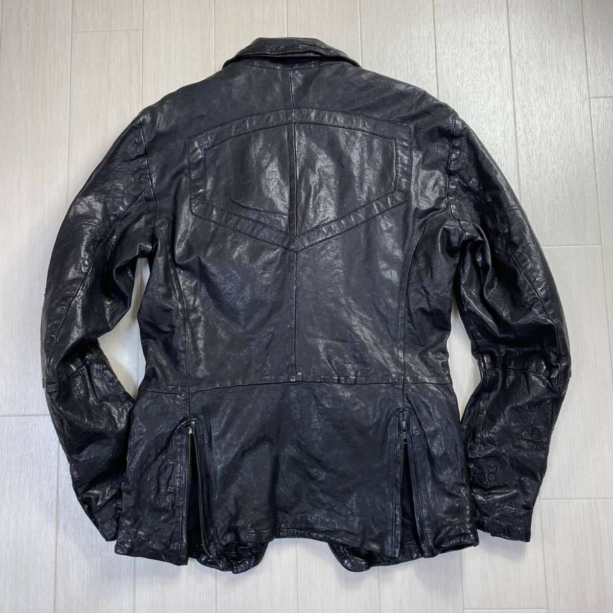 DIESEL 羊革 レザーテーラードジャケット ディーゼル/DIESEL】光沢羊革 レザージャケット テーラード ブレザー