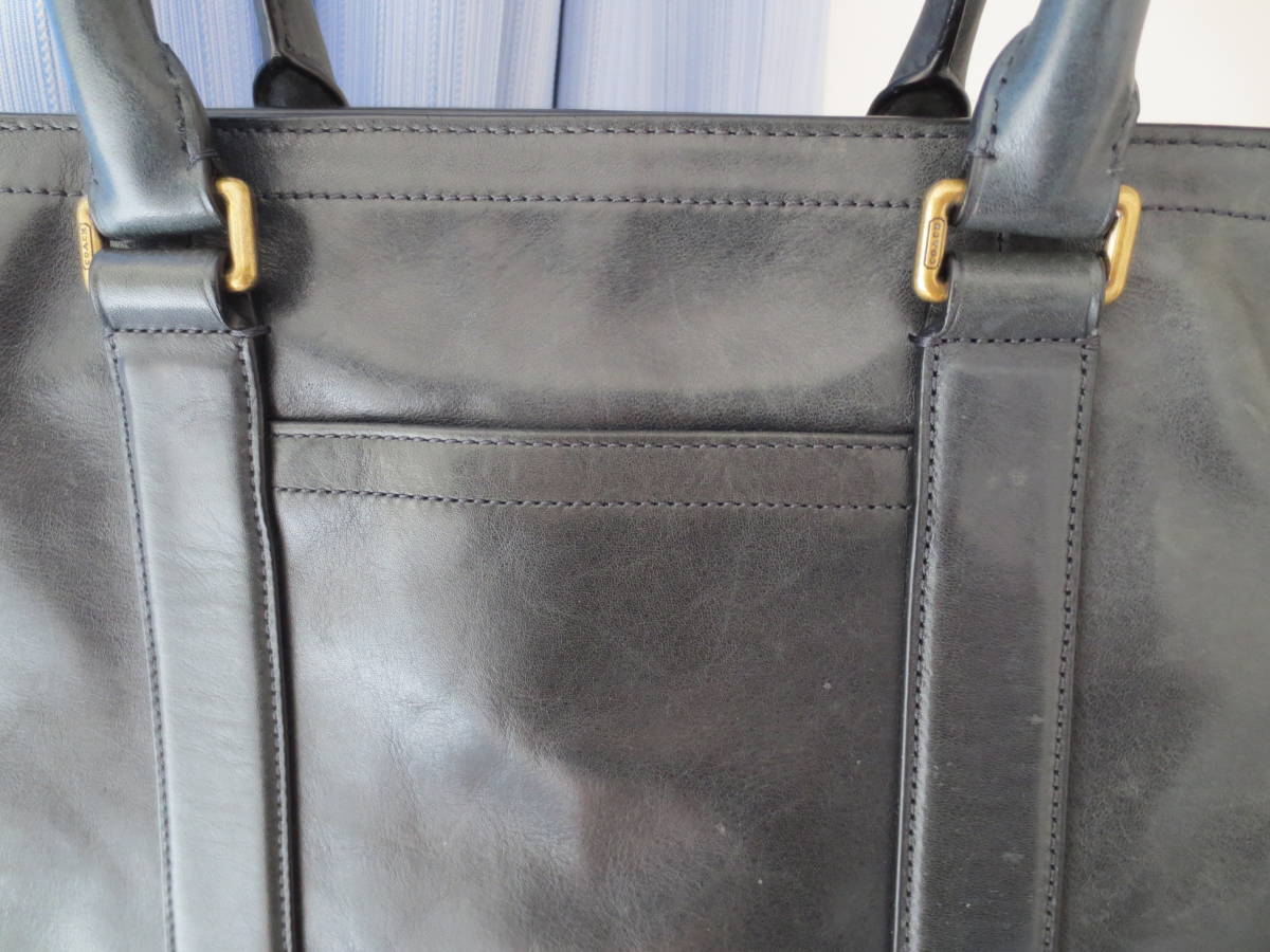 COACH 70600 コーチ レザー トートバッグ ビジネスバッグ 濃紺緑 