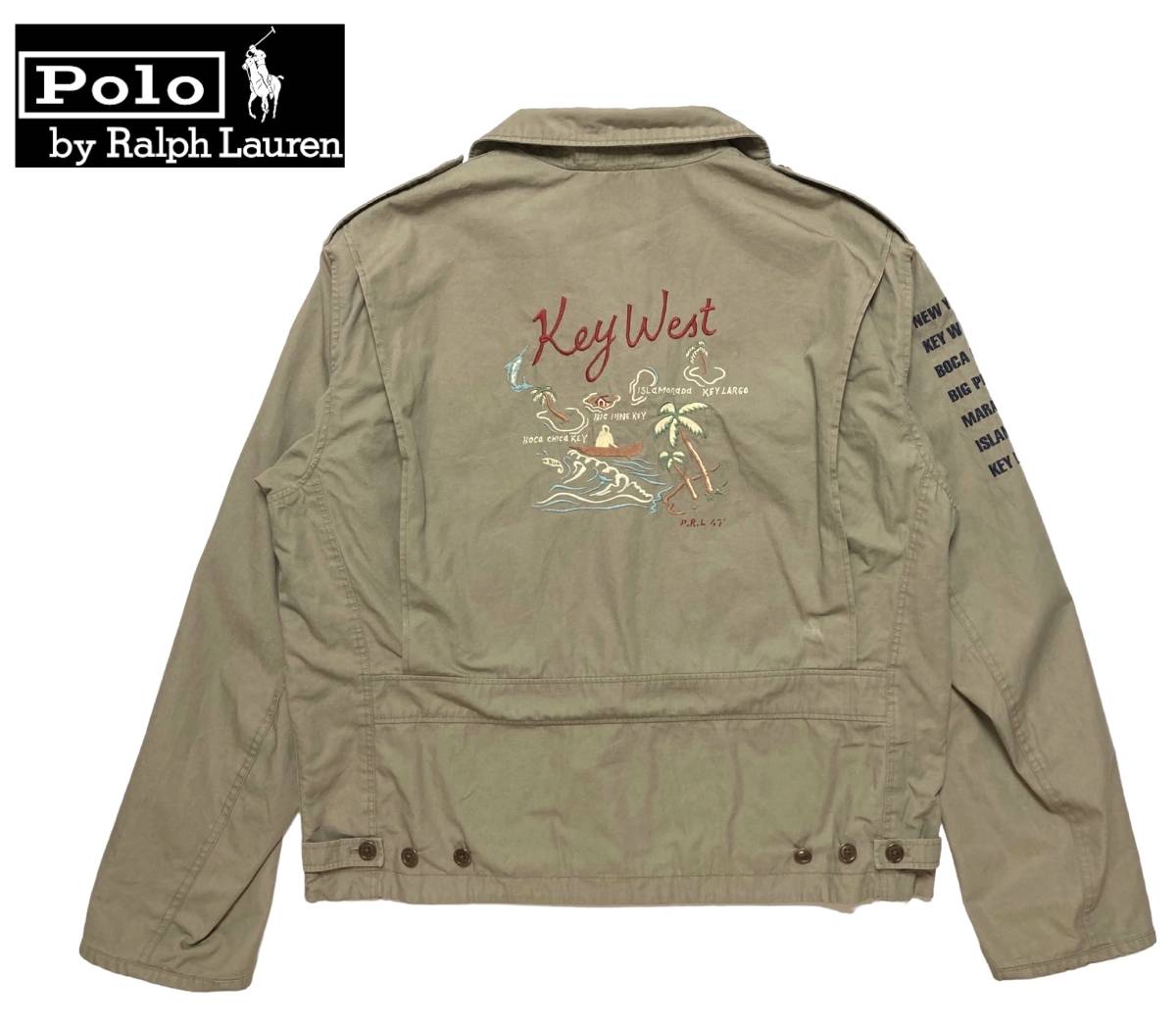 POLO RALPH LAUREN 刺繍 ミリタリージャケット Key West L ポロ ラルフローレン スーベニア ブルゾン(ジャンパー ...