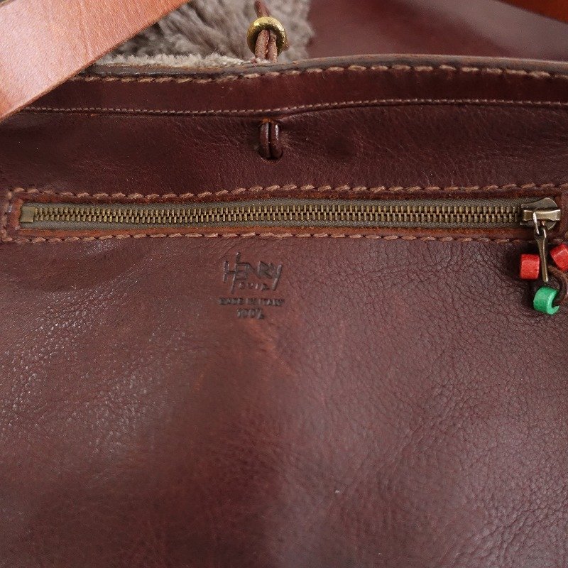 アンリークイール HENRY CUIR *レザー×ボアショルダーバッグ*かばんサコッシュ斜め掛け1022(ba10-2210-147)【20K22】 HENRY CUIR アンリークイール アンリークイール&frasl;ショルダーバッグ&frasl;ダークブラウン&frasl;レザーの買取 ナチュラルブランド宅配買取専門店 アンリークイール（バッグ｜バッグ・小物・ブランド
