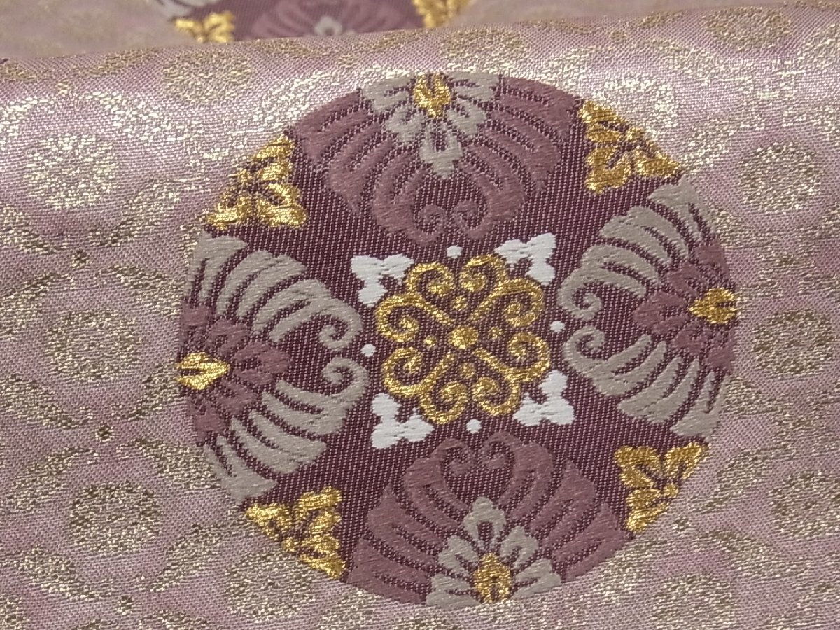 着物屋こころ□六通柄袋帯 花丸文 金糸 正絹 逸品 A-ta1290 正絹
