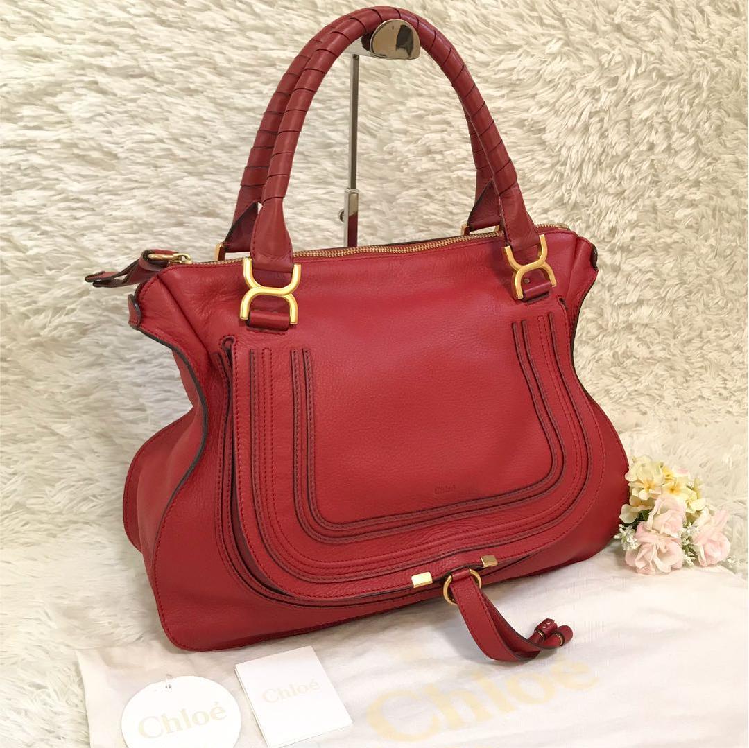 セール，格安 極 Chloe クロエ マーシー ショルダーバッグ ハンドバッグ トートバッグ 肩掛け ゴールド金具 A4収納可能 赤 レッド レザー 革(かばん、バッグ)｜売買されたオークション情報、yahooの商品情報 かばん、バッグ