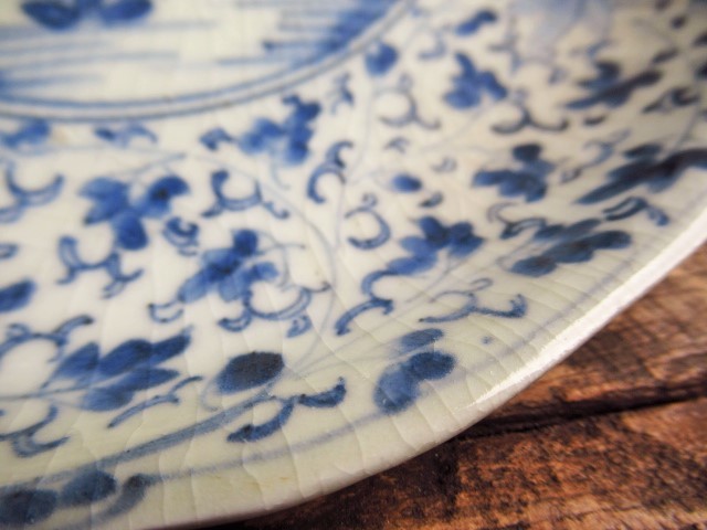 古伊万里 染付 | 膾皿 成化年製文 なます皿 輪花型 総微塵唐草模様 iichi 微塵唐草図 中皿 染付四方花唐草文様輪花形膾皿 11客 ５客セット 太明成化年製 皿の中古品・新品・未使用