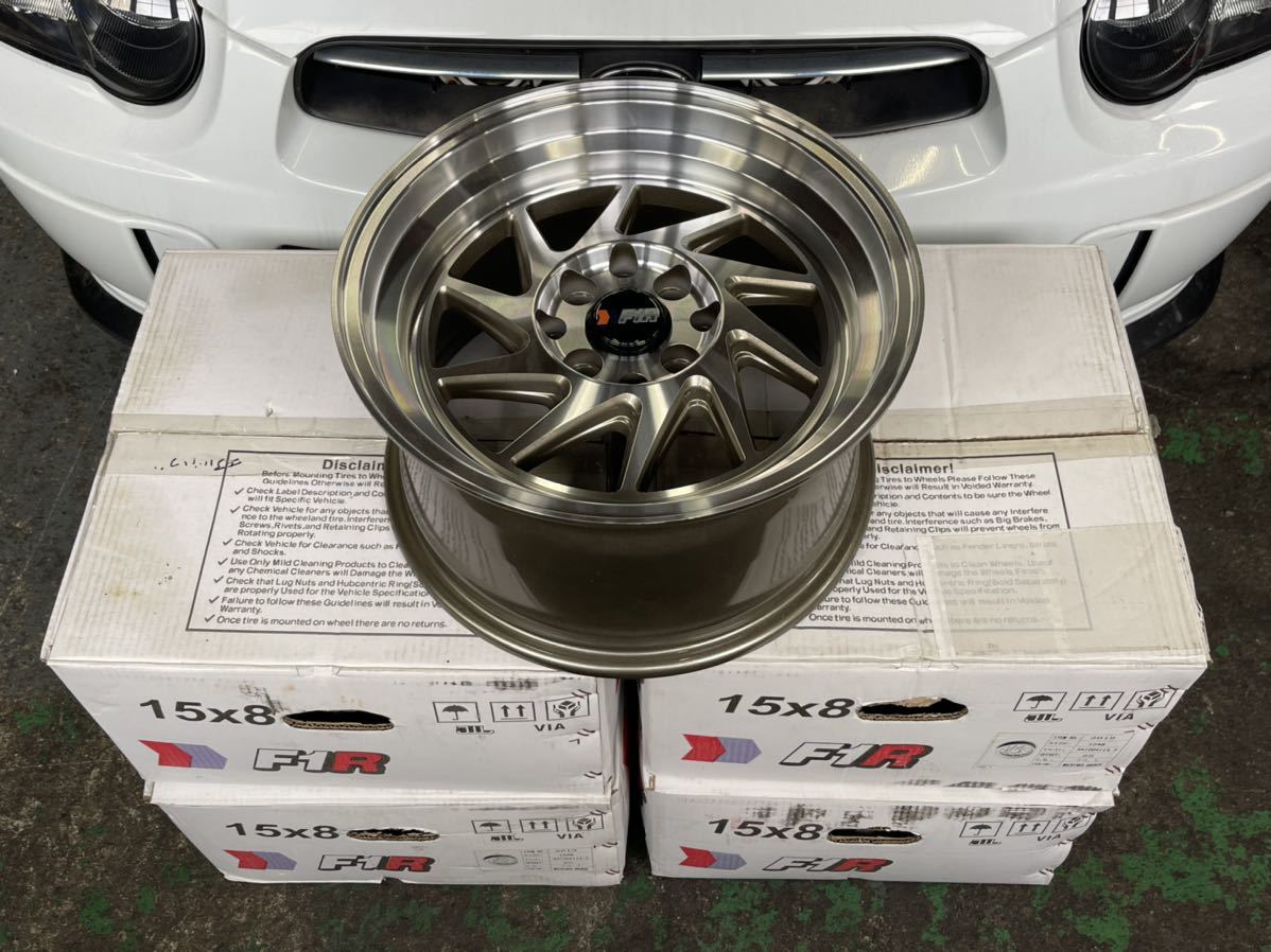 新品未使用】F1R 15inch 4H 100(114.3) 8J ＋25 4本set 深リム (旧車 