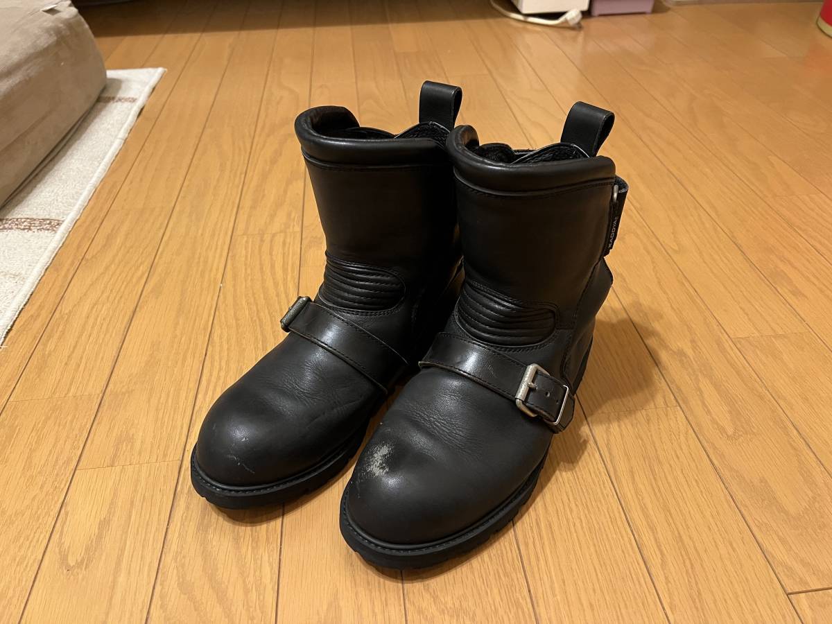 BLACK KADOYA ANKLE カドヤ ブラック 革靴 バイク用レザーブーツ 25.5 