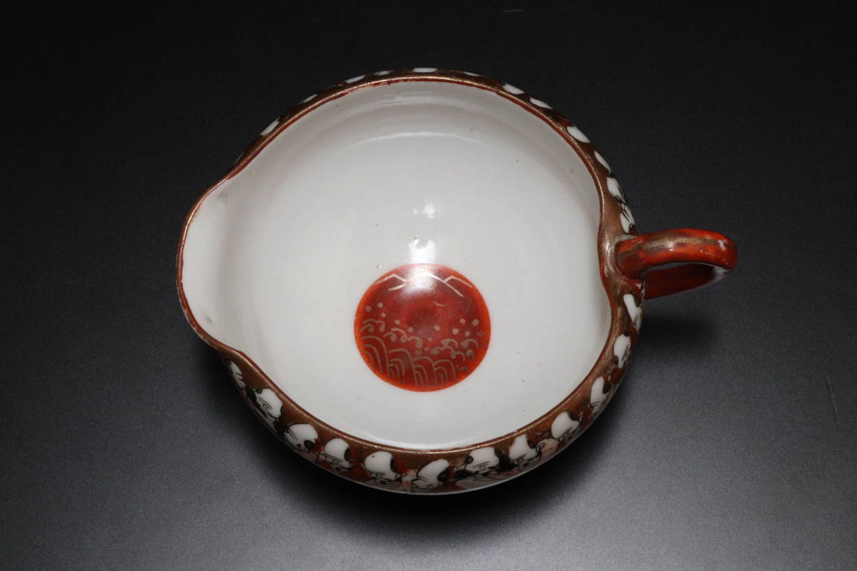 九谷焼 赤絵 煎茶器 金彩 湯冷まし 煎茶道具 急須 煎茶碗 4客 湯呑 茶器揃