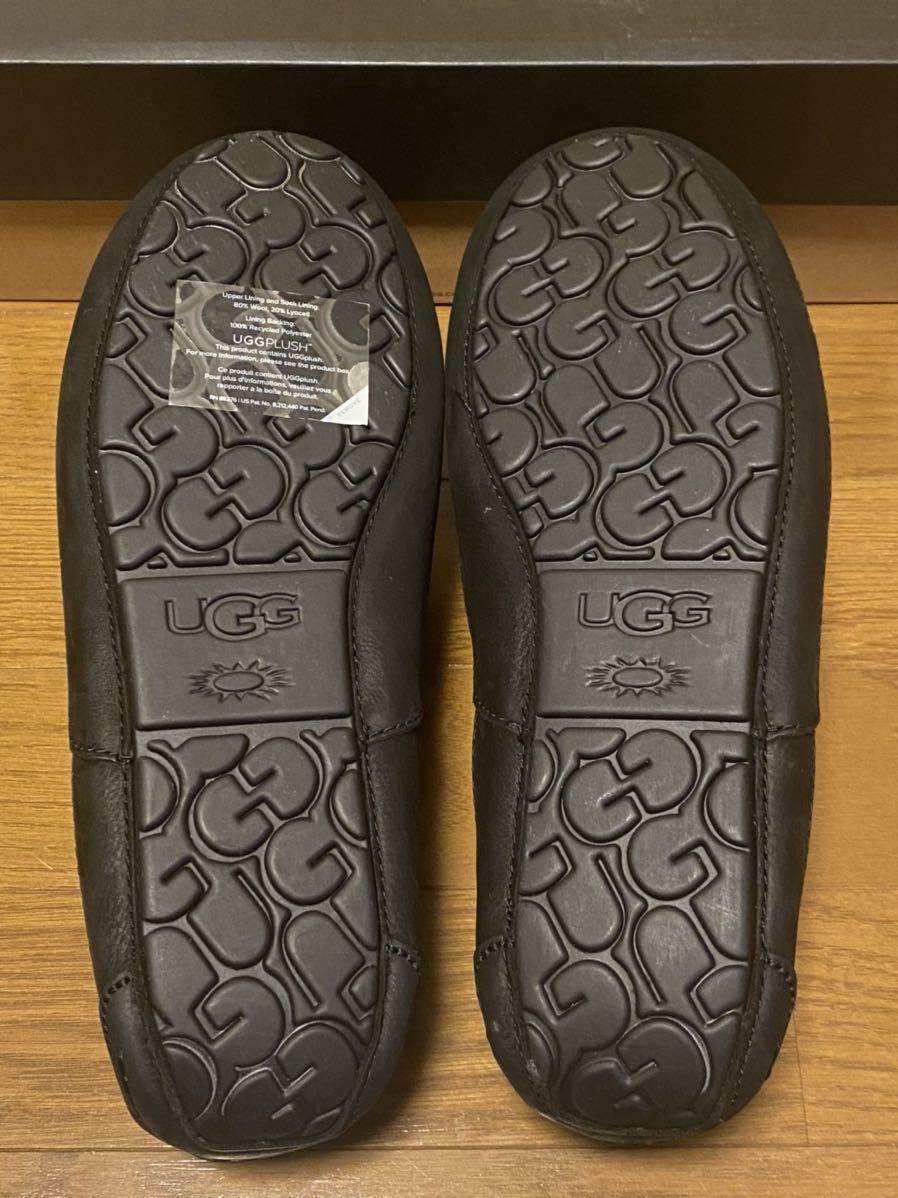 新品 UGG スリッポン アグ ASCOT MATTE LEATHER アスコット マットレザー 1103889 ムートン ウール ブラック28cm US10 UK9 ドライビング