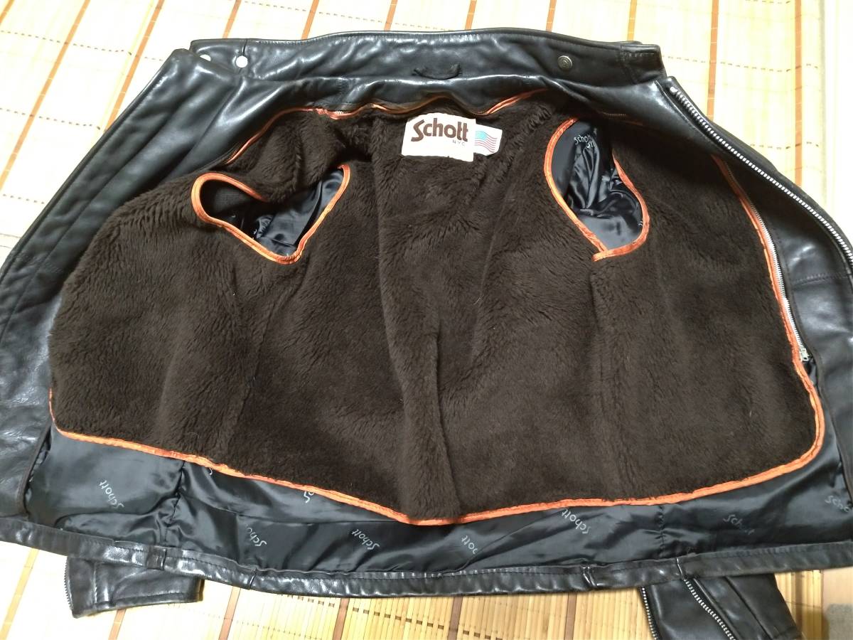 Schott ショット 641 シングルライダース サイズ38 黒 ライナー付 