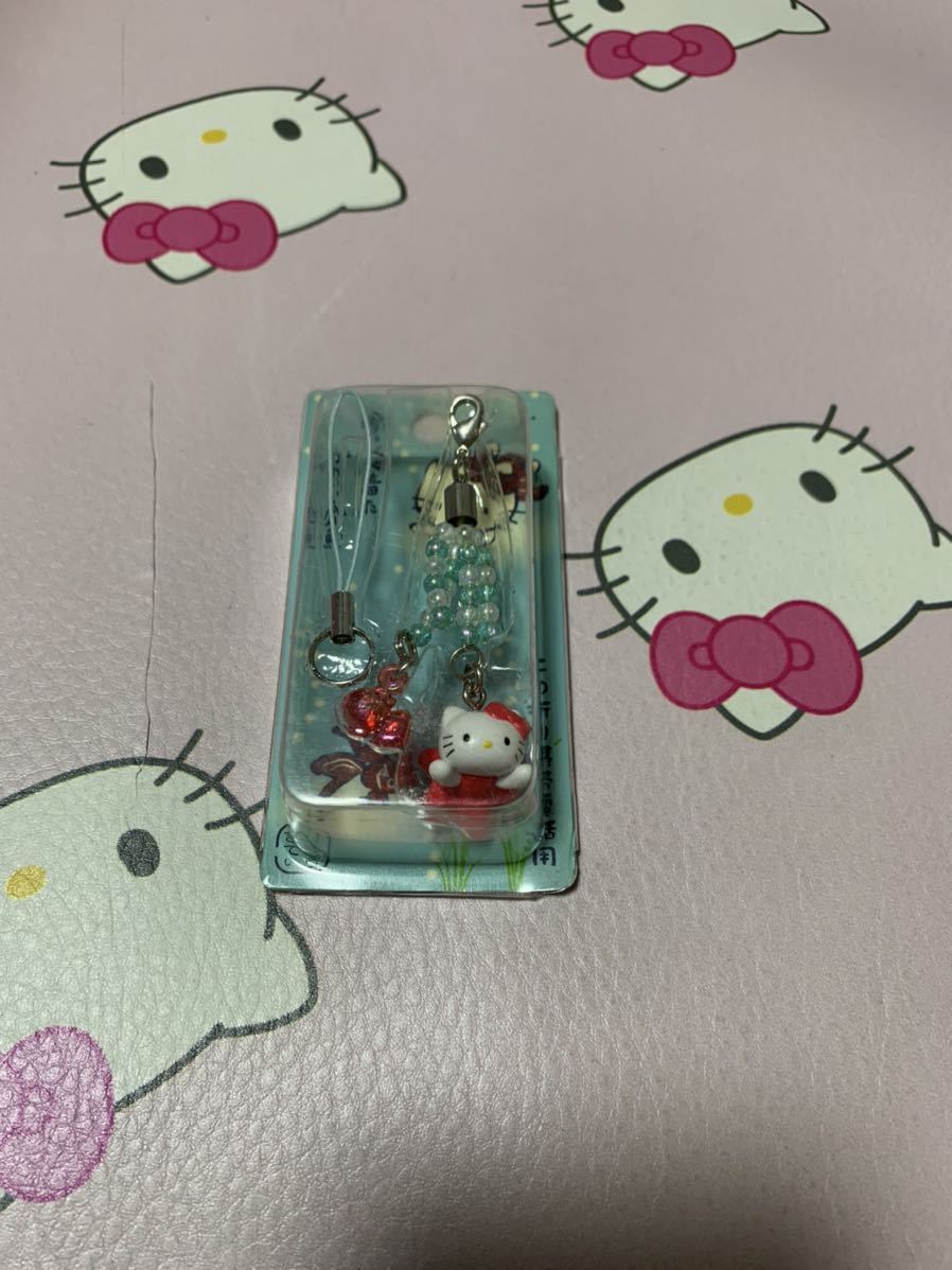 赤いべべ着たかわいい金魚ストラップ ハローキティ 赤いべべ着た