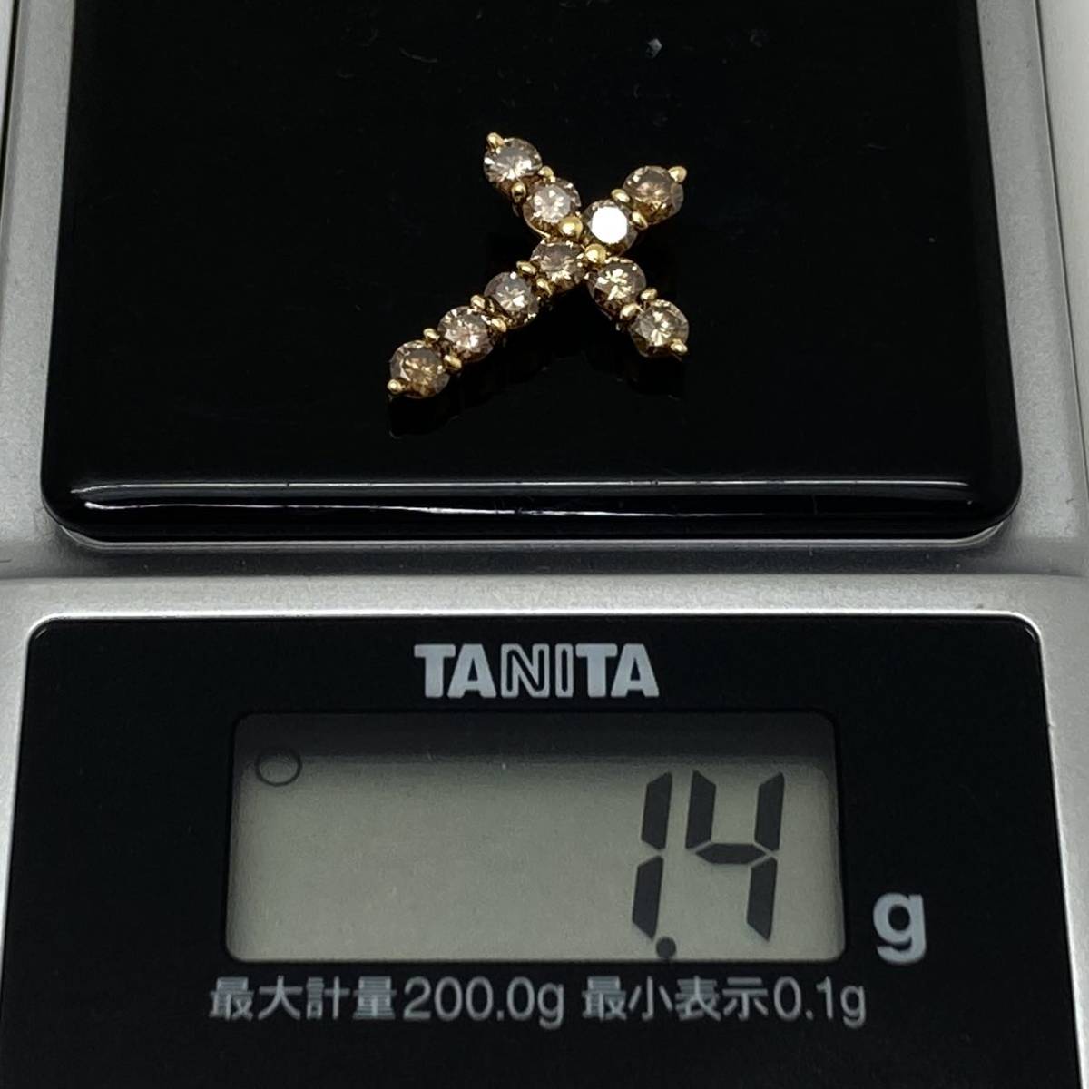 1ct!!《K18YG 天然ブラウンダイヤモンド クロスモチーフペンダント 