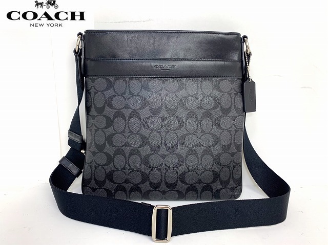 極美品★送料無料 コーチ メンズ COACH レザー シグネチャー クロスボディ ショルダー バッグ★