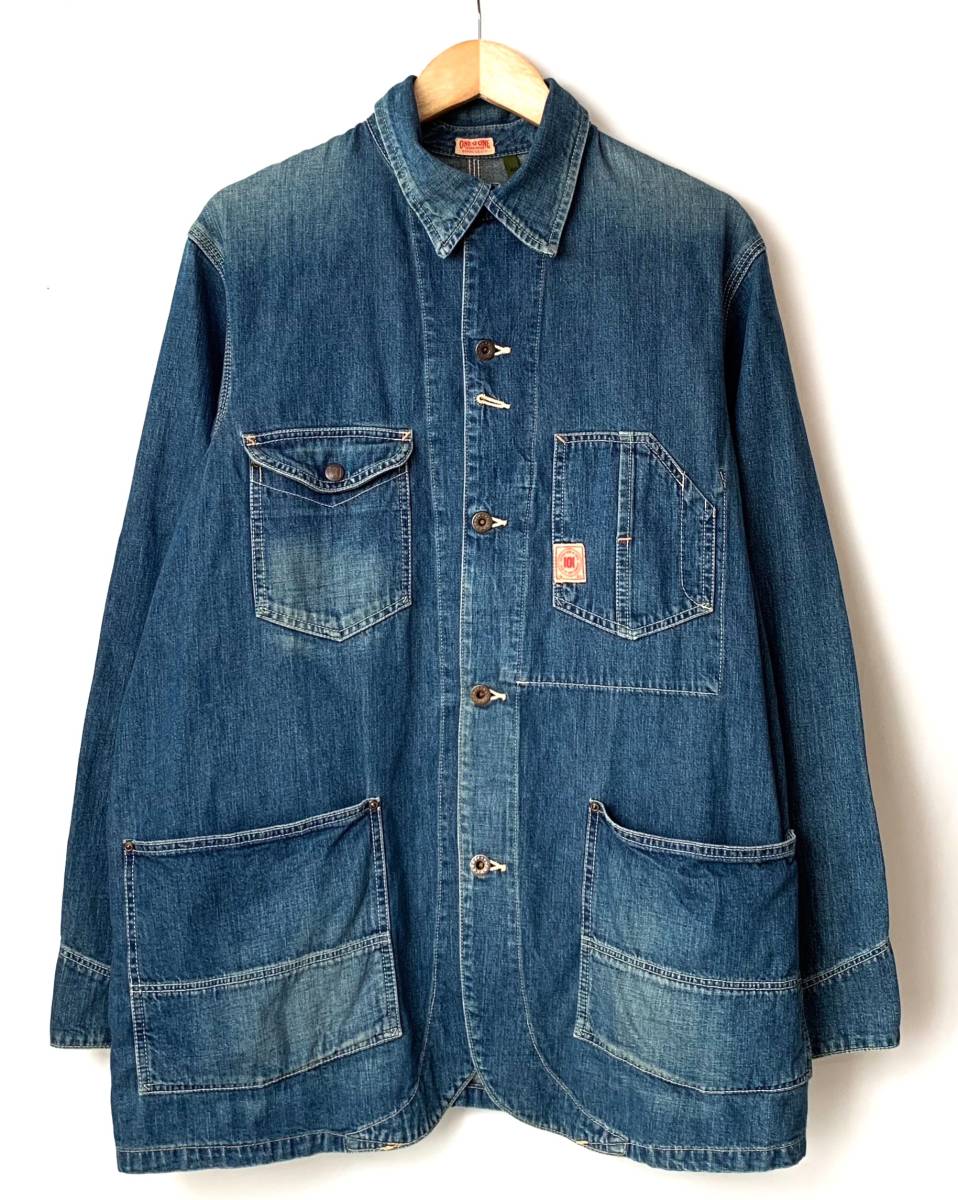 貴重 正規品 ONE-O-ONE 101 EDWIN lot 1035 ワンオーワン エドウィン 月桂樹ドーナツボタン チンスト デニム カバーオール ジャケット 40 L