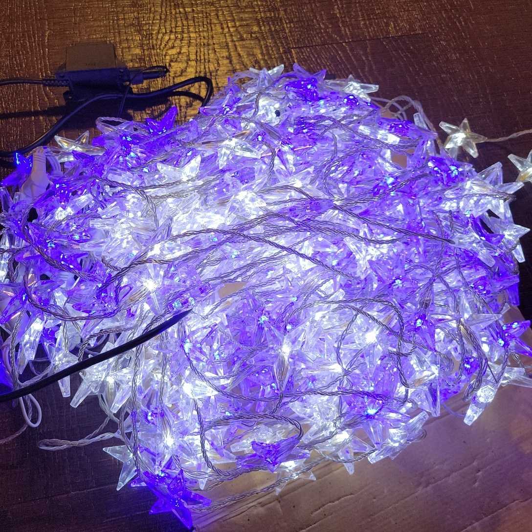 クリスマスイルミネーション LED スター青白コントローラー付きタイマー イルミネーション LED クリスマス 飾り付け コンセント式 22パターン
