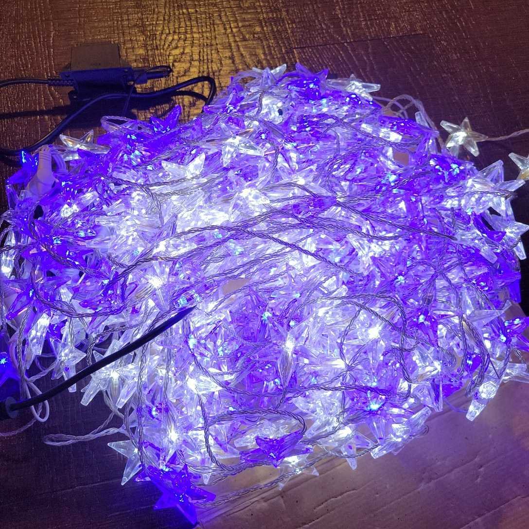 クリスマスイルミネーション LED スター青白コントローラー付きタイマー イルミネーション LED クリスマス 飾り付け コンセント式 22パターン