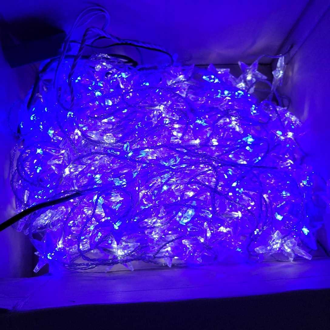 クリスマスイルミネーション LED スター青白コントローラー付きタイマー イルミネーション LED クリスマス 飾り付け コンセント式 22パターン