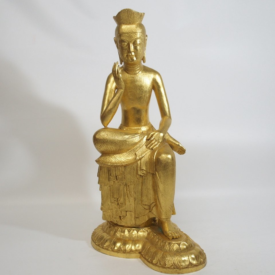 限定SALE，定番人気 f002 MISE 仏像 岸田陸象 弥勒菩薩半跏思惟像 仏教美術 銅製鍍金仏像 時代 古玩 旧家 蔵出 高さ約50cm 重さ約15kg(仏像)｜売買されたオークション情報、yahooの商品情報をアーカイブ公開 - オーク 仏像