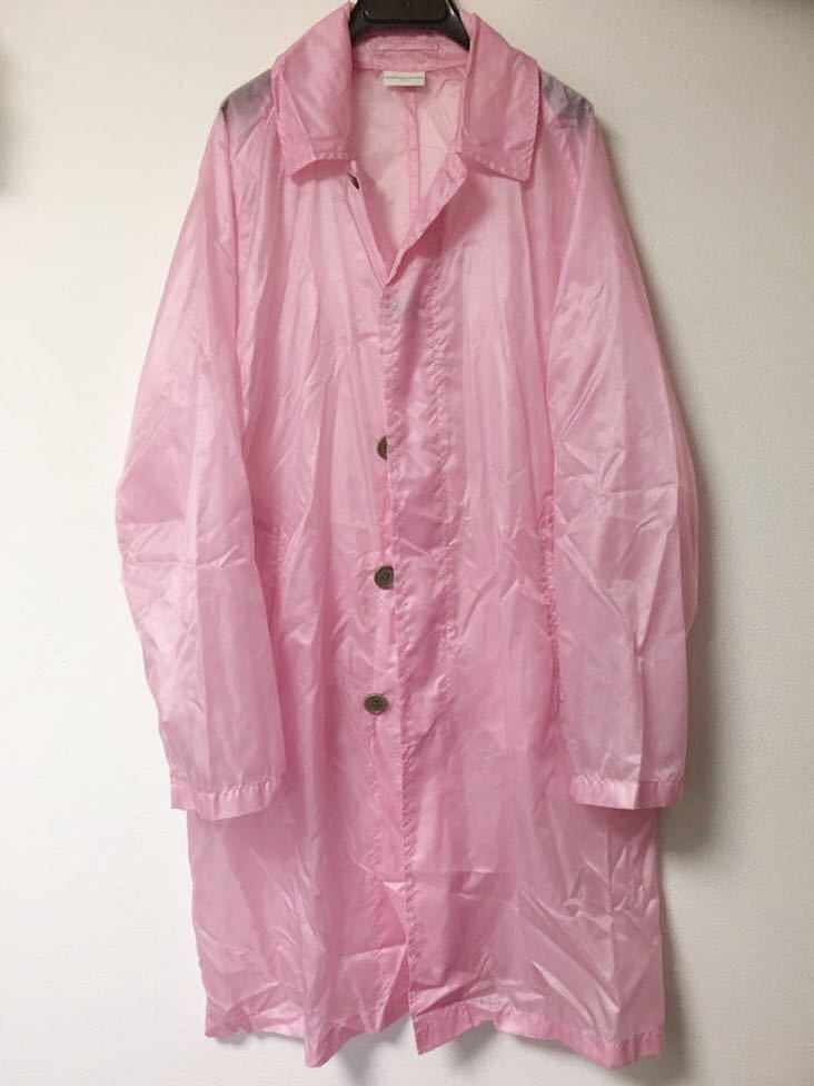 DRIES VAN NOTEN 08SS ナイロン ステンカラーコート トランスルーセント 薄ピンク 比翼 フライフロント 2008 00s