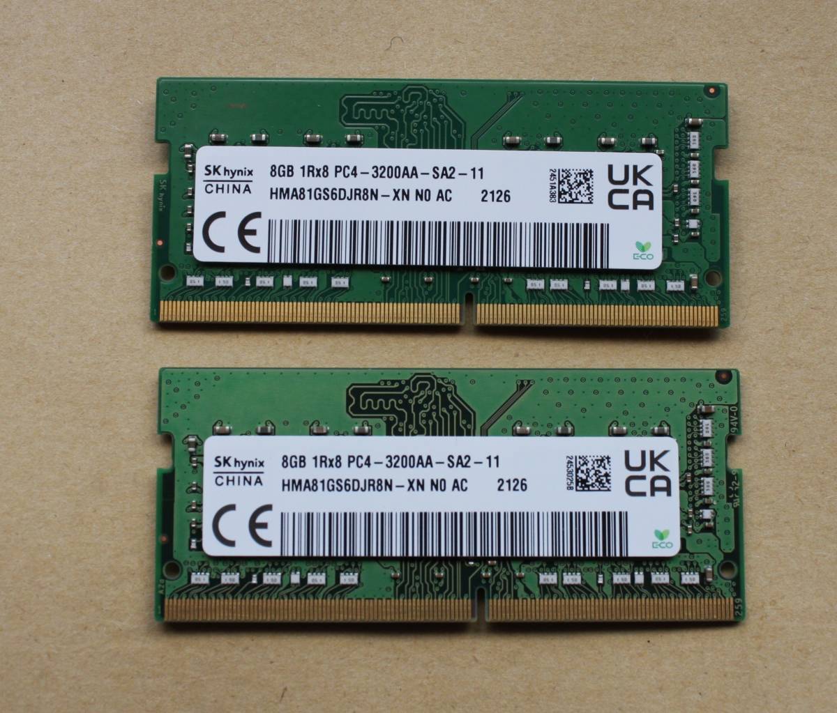メモリ SK hynix 8GB DDR4-3200AA 2枚16GB