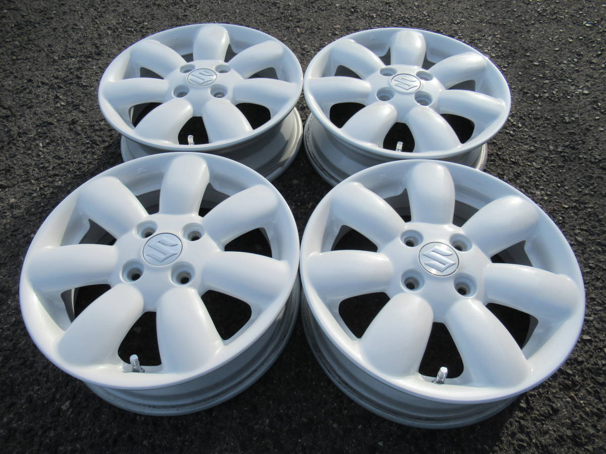 中古ホイール☆スズキ ラパン純正 14インチ パールホワイト 4.5J+45 100 4H 54φ アルト ラパン ワゴンR スペーシア MRワゴン等に☆