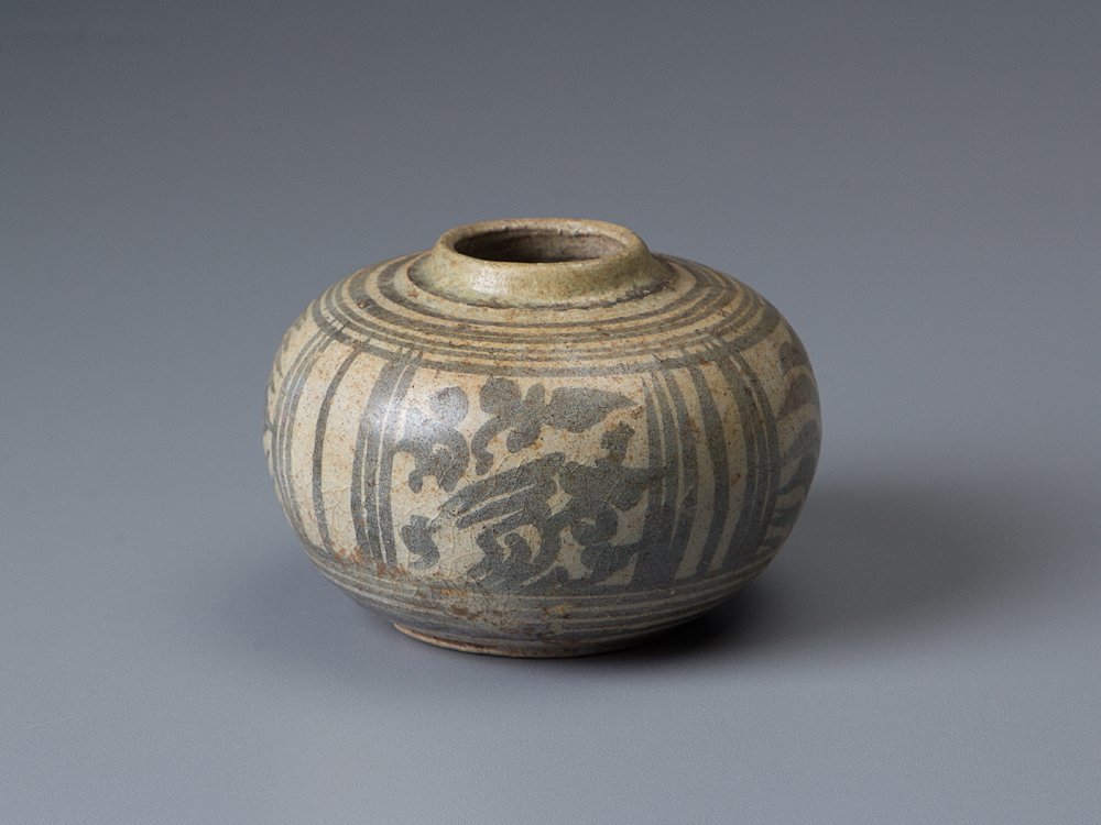 九谷 木米 赤絵 唐子図 花瓶 華道具 花器 花生 彩色 青木木米 C065