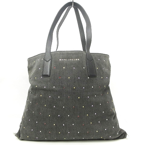  マークジェイコブス MARC JACOBS トートバッグ デニム ラインストーン ロゴ プレート ダークグレー 鞄 SM0 レディース(かばん、バッグ)｜売買されたオークション情報、yahooの商品情報をアーカイ かばん、バッグ