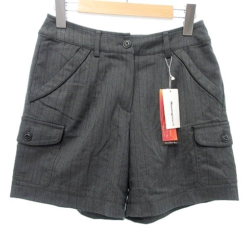 未使用品 マンシングウェア MUNSINGWEAR タグ付き ショートパンツ ゴルフ ウエア ストライプ 極衣 7 S グレー A1122 レディース