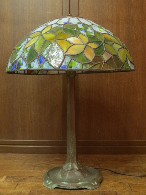逸品 ステンドグラス x ブロンズベース 3灯式 スタンドランプ 直径41  