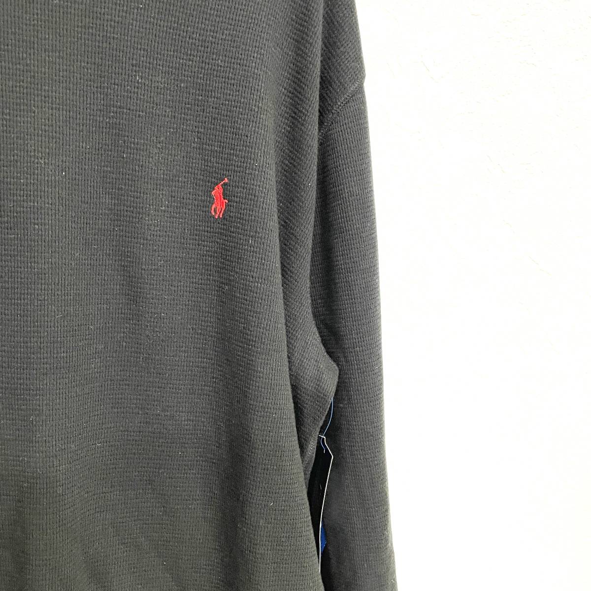 新品　ポロラルフローレン　正規品ワッフル長袖Tシャツ　黒　ロンT　シンプルおしゃれ　デニムにも　黒