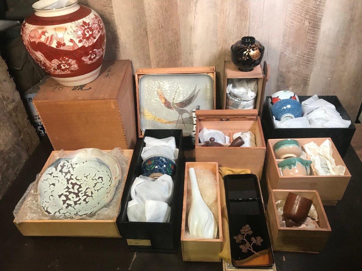 佳香】北出塔次郎 色絵二雅図湯呑 六客 共箱 共布 栞 本物保証 陶芸 九谷