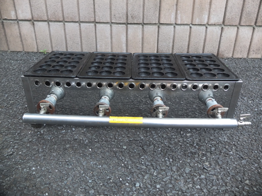 業務用 たこ焼き器 15穴×4連 60穴 LPガス w69cmxd38cmxh18cm 厨房 屋台