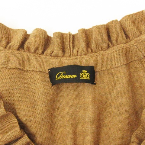 ドゥロワー Drawer 良品 18G 天竺 フリル ノースリーブ ニット ウール