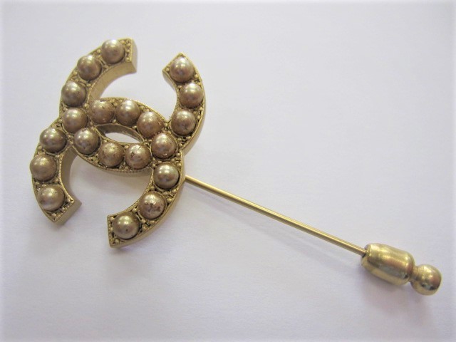 CHANEL シャネル ブローチ ピン ココマーク フェイクパール ゴールド