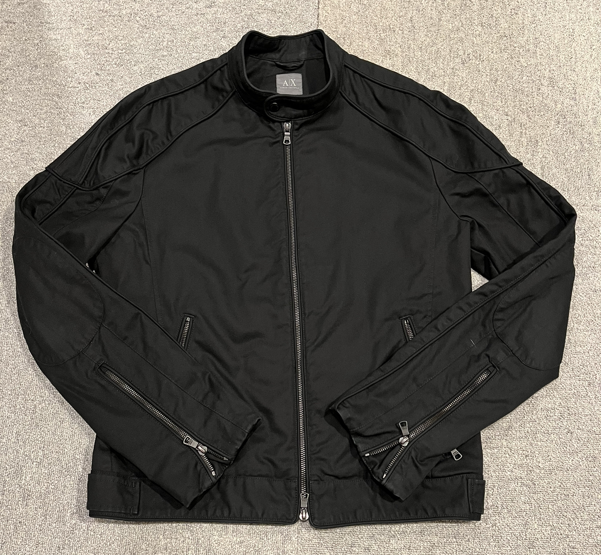 アルマーニ エクスチェンジ　ARMANI EXCHANGE シングル ライダース ジャケット ブルゾン M コットン ブラック 黒 メンズ