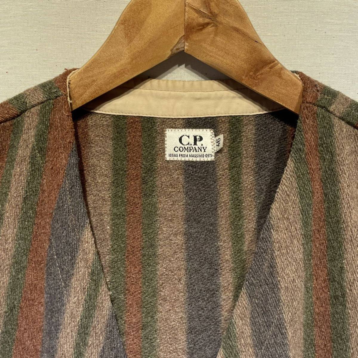 90s C.P. COMPANY ウール ネイティブストライプ ベスト 46 イタリア製 
