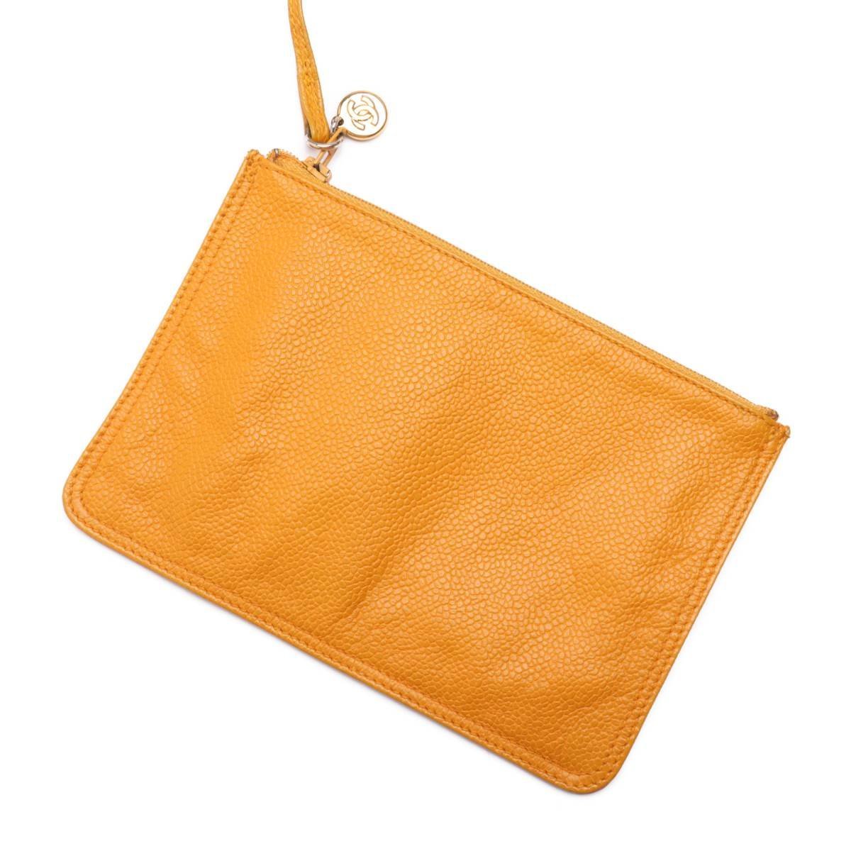 1円美品☆シャネル☆キャビアスキン　トリプルココ　チェーンリュック　イエロー　Ｇ金具【CHANEL】 シャネル CHANEL トリプルココ 巾着 ベストセラー リュック｜ブランド買取なら