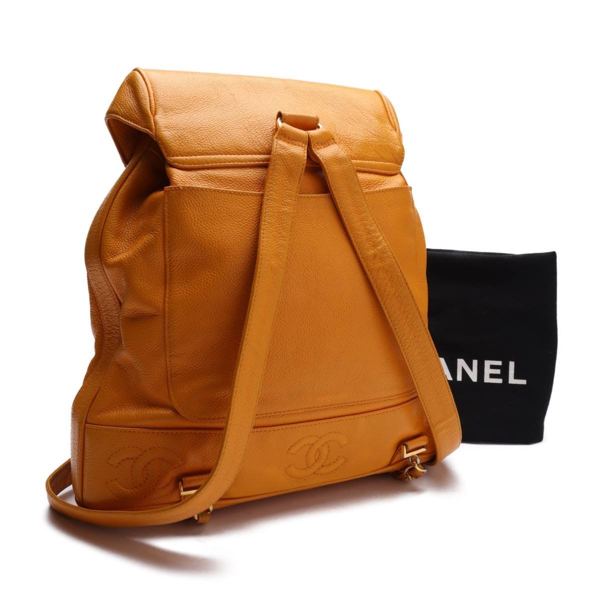 1円美品☆シャネル☆キャビアスキン　トリプルココ　チェーンリュック　イエロー　Ｇ金具【CHANEL】 シャネル CHANEL トリプルココ 巾着 ベストセラー リュック｜ブランド買取なら