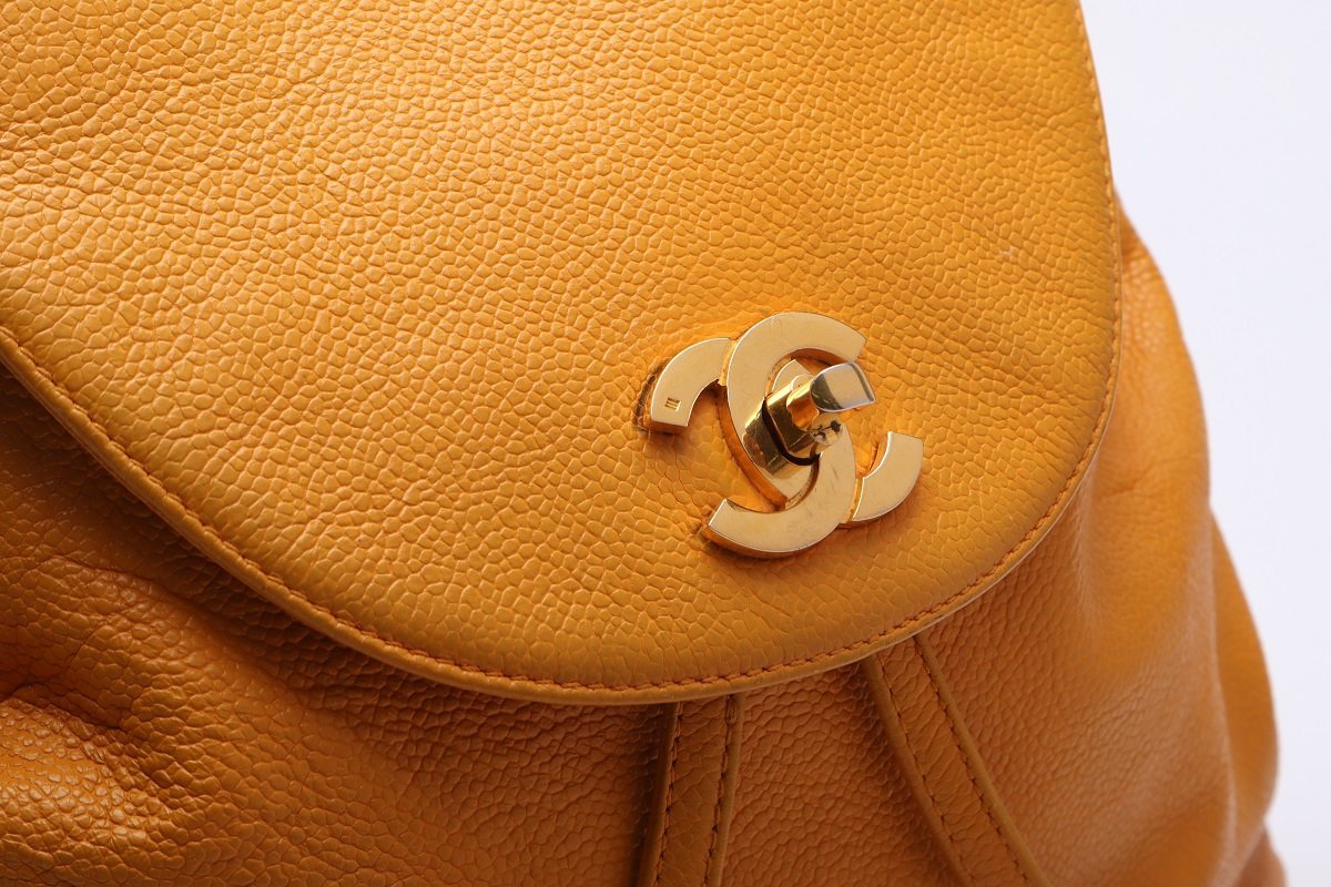 1円美品☆シャネル☆キャビアスキン　トリプルココ　チェーンリュック　イエロー　Ｇ金具【CHANEL】 シャネル CHANEL トリプルココ 巾着 ベストセラー リュック｜ブランド買取なら
