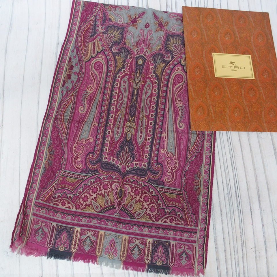 【新品タグ付】ETRO エトロ ウールタオケット 西川産業 日本製 ペイズリー 新品タグ付】ETRO エトロ ウールタオケット 西川産業 日本製