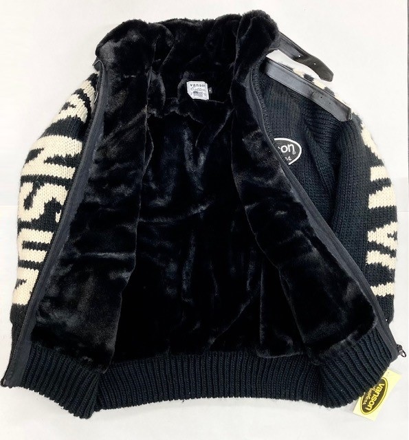 美品VANSONスカル裏地総ファー ニット ジャケット カウチン バンソン(VANSON) / カウチン ニットジャケット 肉厚 / スカル(骸骨