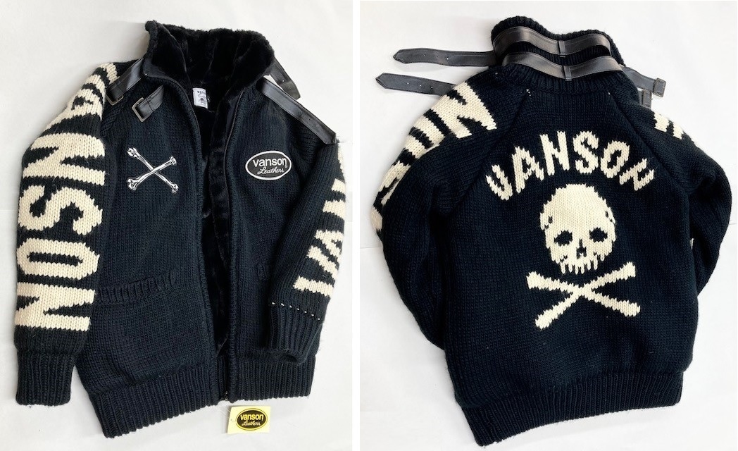 美品VANSONスカル裏地総ファー ニット ジャケット カウチン バンソン(VANSON) / カウチン ニットジャケット 肉厚 / スカル(骸骨