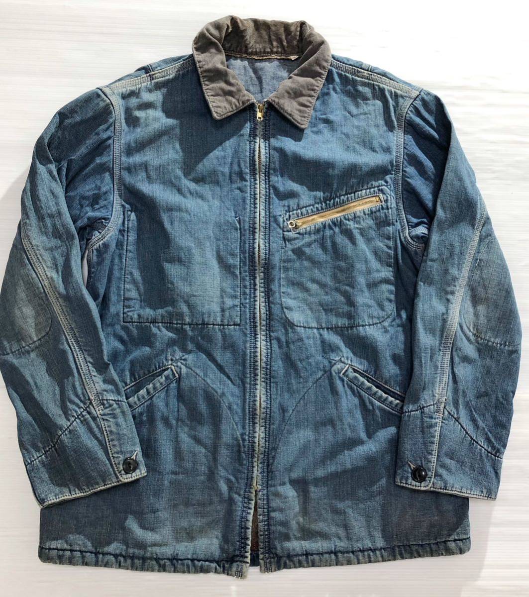 全国無料，定番 4799 BLUE BLUE ブルーブルー ハリラン 衿コーデュロイ フルジップ インディゴデニム カバーオール 2(ジャンパー、ブルゾン)｜売買されたオークション情報、yahooの商品情報をアーカイブ公開 - 男性用