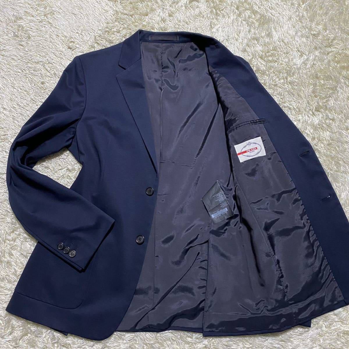 激安大特価，人気 極 最高品質 プラダ 身に纏う高級感 PRADA テーラードジャケット アンコン M相当 ネイビー 紺色 46 カジュアル 機能性(Mサイズ)｜売買されたオークション情報、yahooの商品情報をアーカイブ公開 Mサイズ